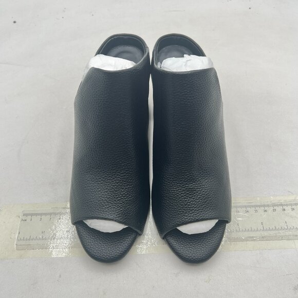 YDN Black Stylish Peep Open Toe Block Low Heel Mules Comfy Slide Sandals - Picture 2 of 7